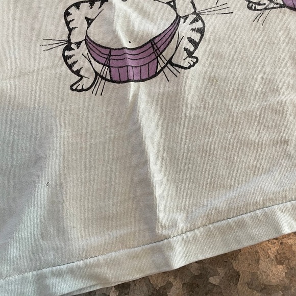 Vintage Sumo Wrestler Cats Single Stitch Tee Shirt Womens Small Blue Funny 80s - Picture 4 of 13